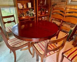 Duncan Phyfe table, chairs, leaf, pads