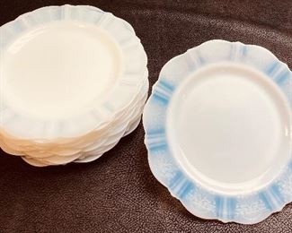 Vintage MacBeth-Evans American Sweetheart Monax Milk Glass 9” Plates 