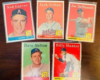 1958 Topps Kansas City A’s Baseball Cards 