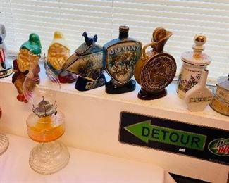 Oil Lamps, Decanters, Mountain Dew Detour Sign