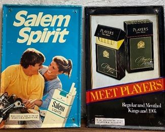 Vintage Metal Tin Sign Signs Advertising : “Salem Spirit” & “Meet Players” 