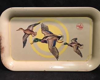 Vintage Tru Ade Orange Soda Metal Advertising Tray - Duck Ducks Mallard 