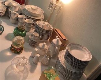 Antique China, floral frogs, etc