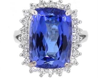 8.27ct Tanzanite & 0.60ct Diamond Ring