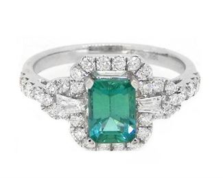 1.12ct Emerald & 0.64ct Diamond Ring