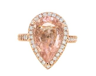 3.22ct Morganite & 0.50ct Diamond Ring