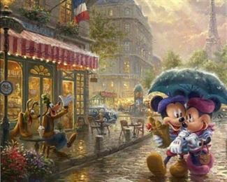 Thomas Kinkade Mickey and Minnie in Paris