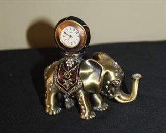 Jay Strongwater Swarovski Crystal Enamel Cleopatra Elephant Clock