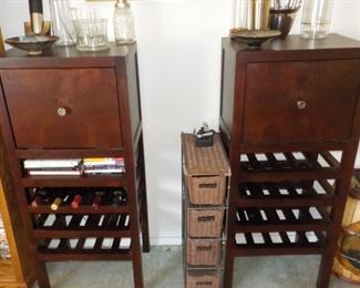 Nice Wine and Liquor Cabinets with closed top storage and wine racks below. 