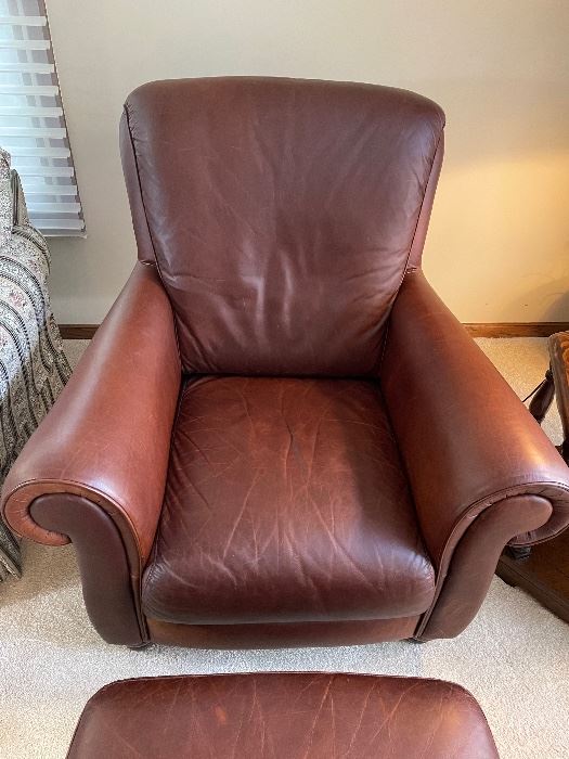 Natuzzi leather chair and ottoman!