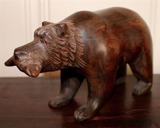 Carved Wood Bear with Fish