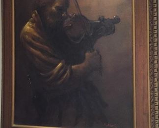 Framed antique oil on canvas.