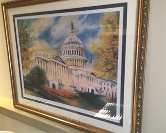 Original Lithograph & Limited Edition of the "U.S.A. Capitol in the Spring," by artist Uimit Sabir.