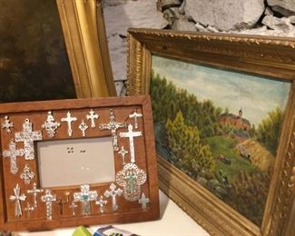 Large selection of artwork and frames.