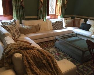 10-piece white sectional, can be sold as one piece or multiple with designer pillows.