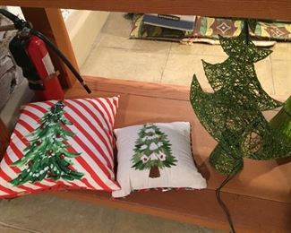 Holiday pillows.