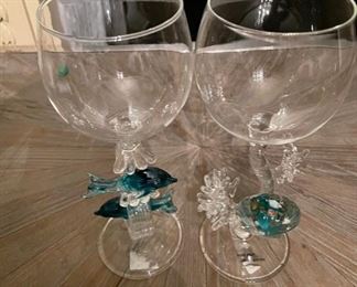 Hand-designed wine glasses.
