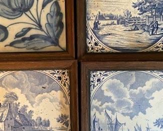 Blue and white tile trivets.