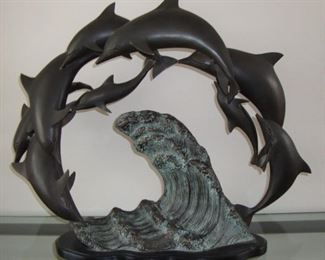 SPECTACULAR LARGE DOLPHIN SCULPTURE