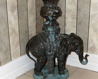LARGE/HEAVY VERDIGRIS ELEPHANT CANDLE HOLDER