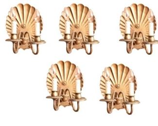Five 5 Stylized Shell Back Wall Sconces