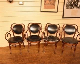 Four 4 Bentwood Upholstered