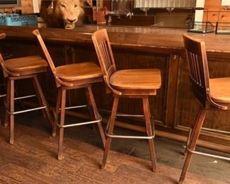 Four 4 Wooden Barstools