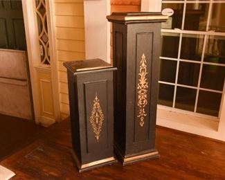 Pair Of Paint Decorated Pedestals
