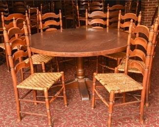 Round Dining Table and Six 6 Chairs