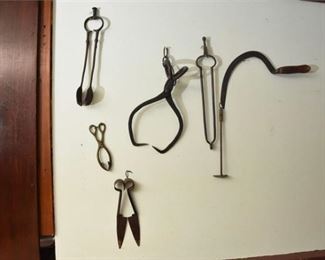 Six 6 Antique Metal Implements