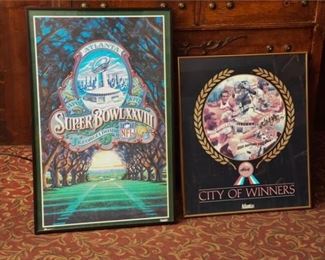 Super Bowl XXVIII Poster and Atlanta Sports Poster Framed