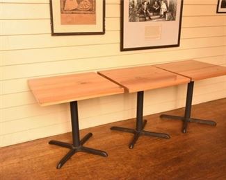 Three 3 Wood Top Restaurant Style Tables