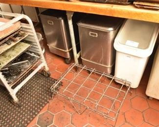 Group Lot Of Bins and Rolling Cart