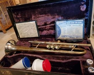 Antique vintage Olds Studio Trumpet with case and accessories