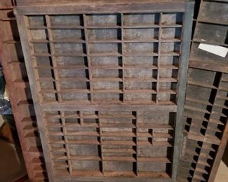 Antique vintage printers cabinet wood several
