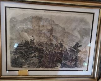 Framed antique newspapers Lincoln Civil War