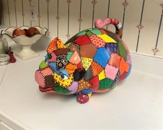 Large Ceramic patchwork piggy bank