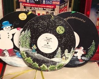Hand painted record ornaments