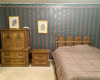 Bedroom set, bed, chest and end table