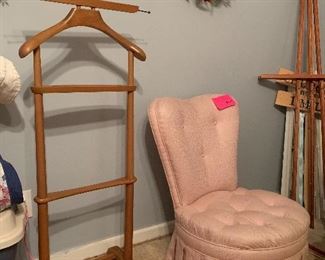 Boudoir Chair and Mid Century Valet