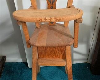 Antique doll high chair