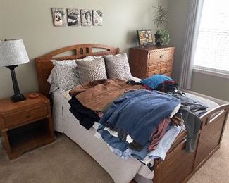 Full size bedroom set includes highboy,  night stand , dresser and desk 