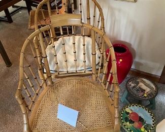 Baker faux rattan chairs