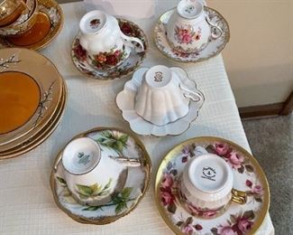 asst teacups and saucers