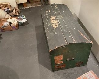 old green painted trunk