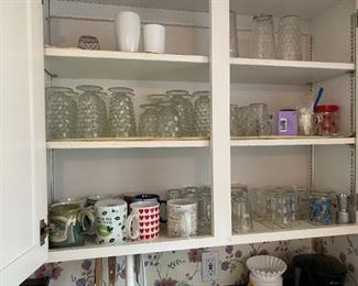 Vintage glassware including Fostoria cube