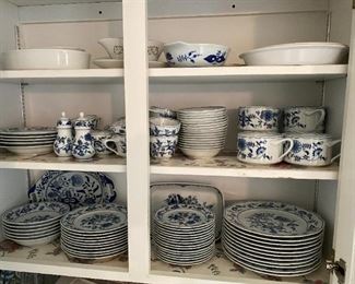Large set of vintage Blue Onion , Blue Danube dishes and serving pieces