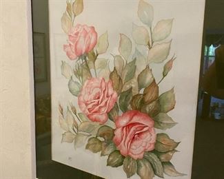 Many floral watercolors by local artist