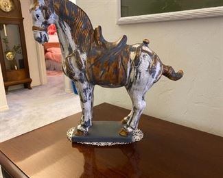 Chinese pottery and porcelain including large horse