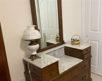 Marble top wash stand, Lovely mirror